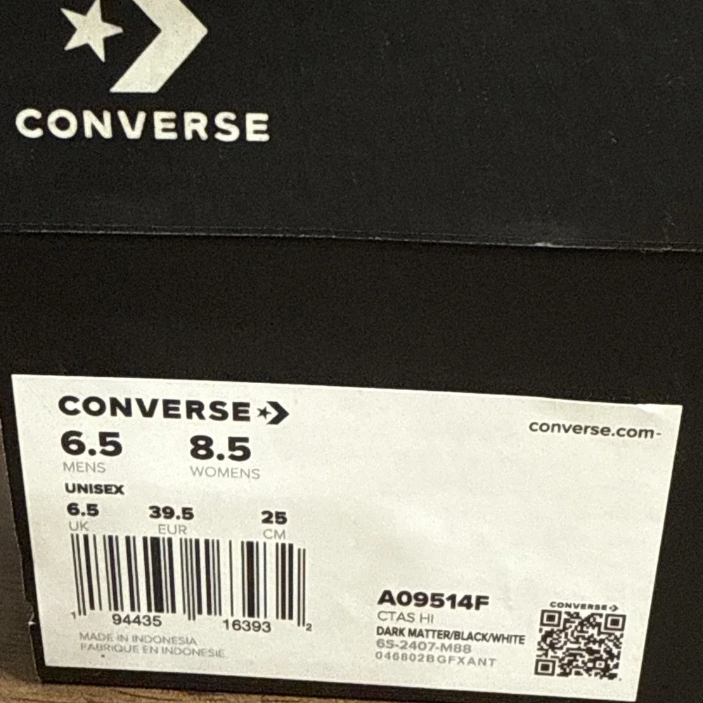 Converse Chuck Taylor‎ All Star Hi Dark Matter Gray Men 6.5 Women's 8.5 A09514F